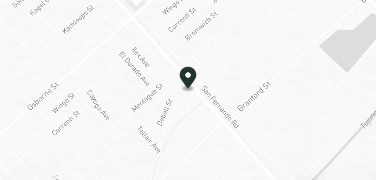 Map showing TruCrafter workshop at 9901 San Fernando Rd, Pacoima CA