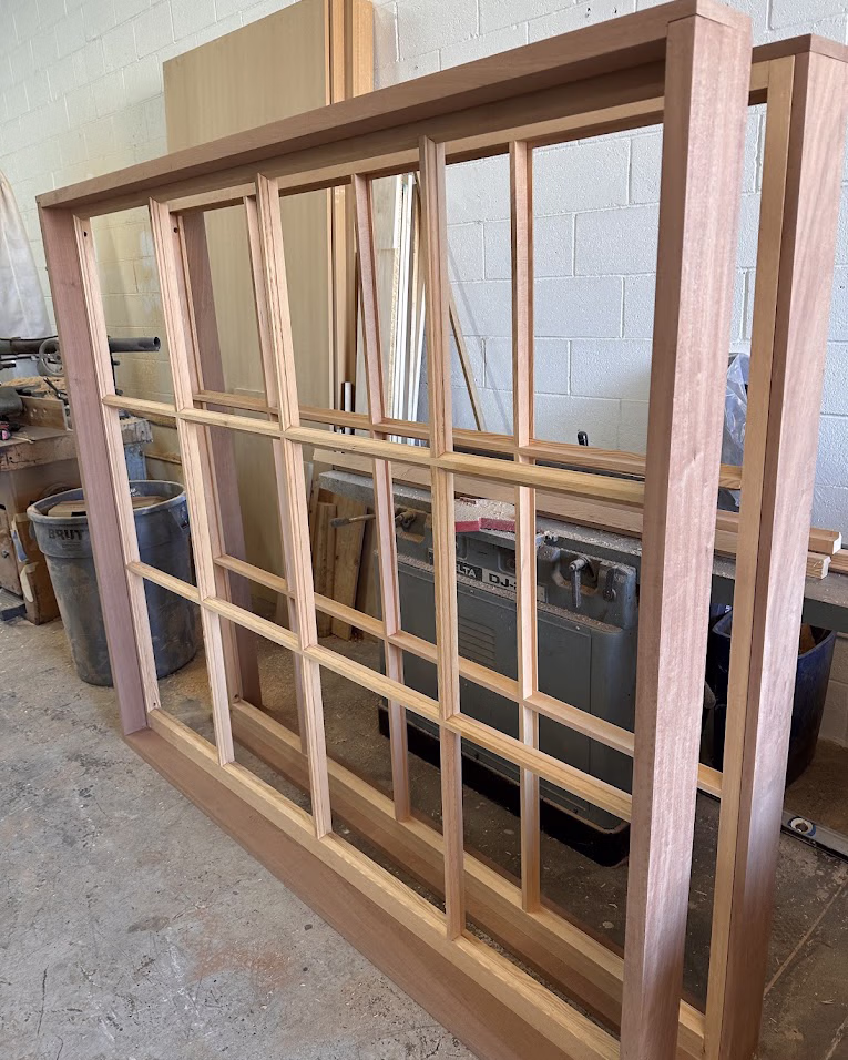 Custom 12-lite grid Colonial wood window built for a Los Feliz home
